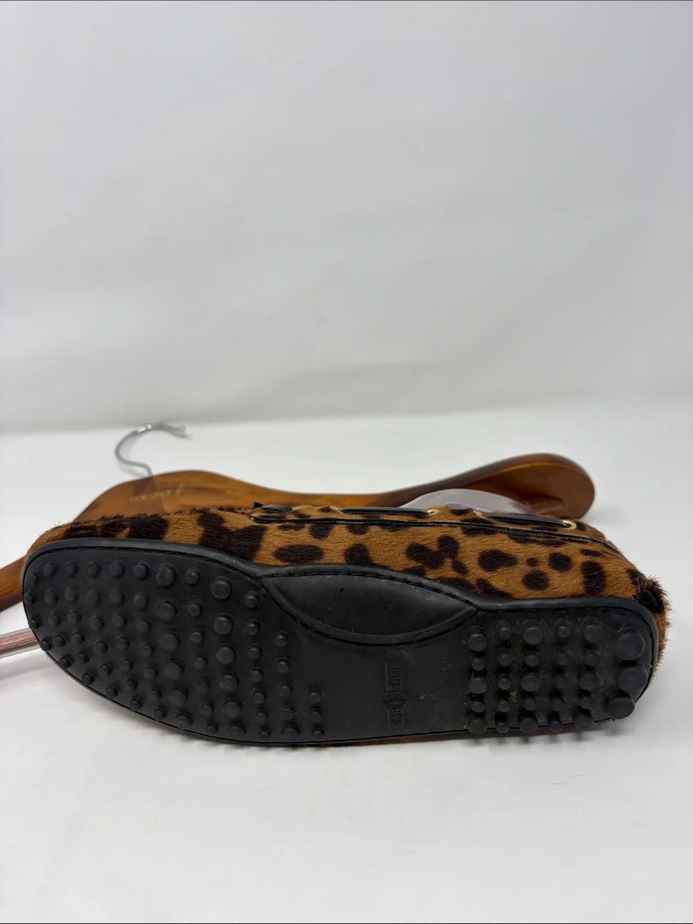 The Original Car Shoe Calf Hair Leopard Print Moccasin Driving Loafers Size 7.5